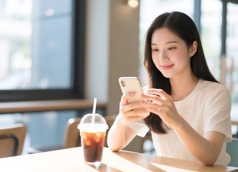 スマホを触っている女性