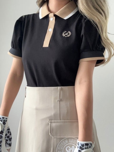 パフスリーブバイカラーポロ